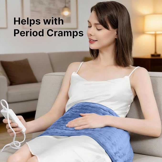 Blue Heating Pad Perfect Christmas, Mothers Day & Birthday Gifts for Women, Mom, Grandma, Soothing Electric Heat Wrap, Cozy Stocking Stuffer & White Elephant Gift