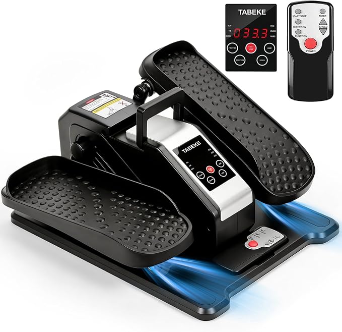 TABEKE Under Desk Elliptical Machine, Electric Ellipse Leg Exerciser for Senior with Remote Control & 12 Speeds, Portable Quiet Electric Seated Pedal Exerciser for Home with Display Monitor