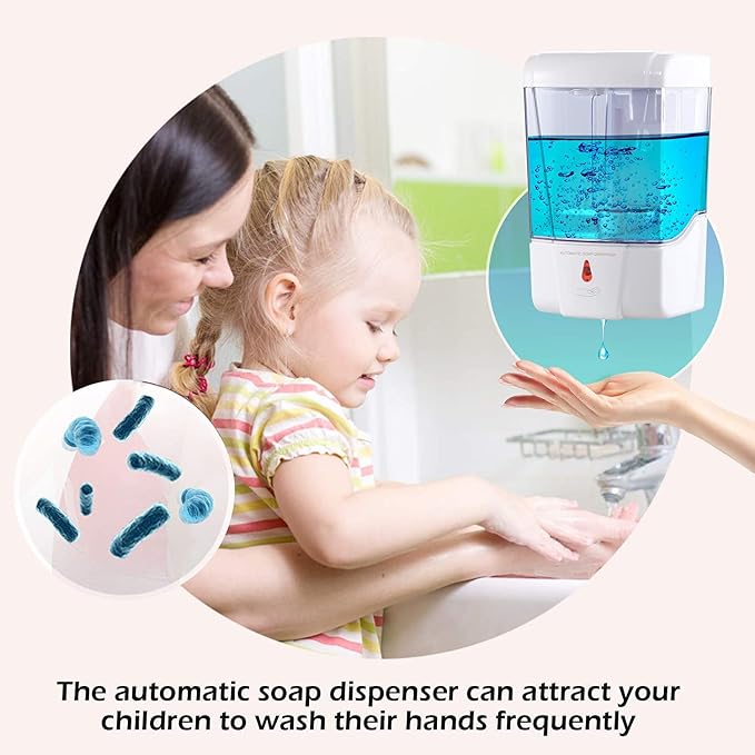 Automatic Soap Dispenser Wall Mount 2 Pack White 20 Oz with Key Anti-Theft Design for Commercial Bathroom Restroom Toilet Hotel
