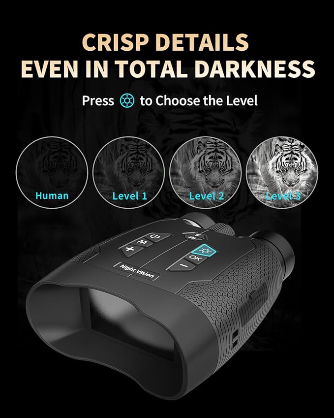Night Vision Binoculars for Adults, 4K Night Vision Goggles with 3" HD Screen, 8X Digital Zoom, Rechargeable Device with 32GB Card for Camping & Outdoor Exploration
