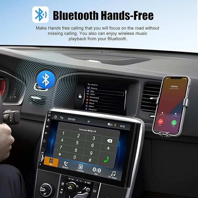 7" Single DIN Car Stereo with Wireless Apple CarPlay, Android Auto, HD Touch Screen Car Radio Bluetooth 5.2 Car Play Car Audio Receivers Support Mirror Link, FM Radio, SWC/USB/TF/AUX Head Unit