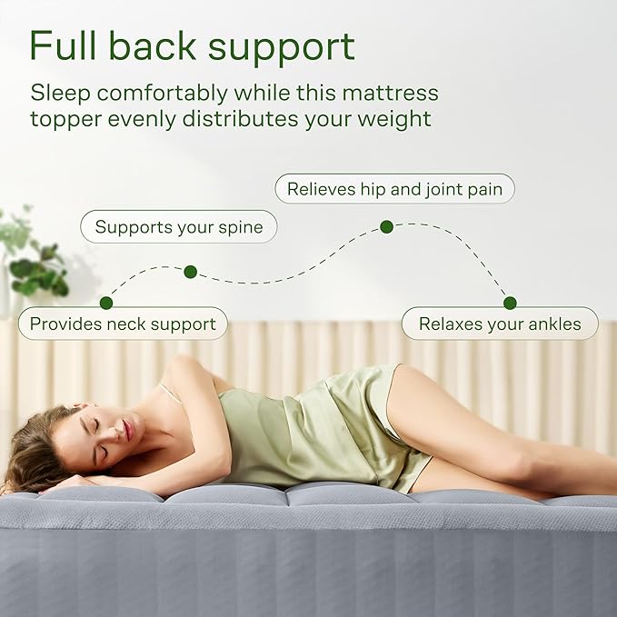 Niagara Sleep Solution Ultra Soft Full XL Size Mattress Topper - Viscose Made from Bamboo Pillow Top Mattress Pad for Back Pain Relief - Naturally Cooling for Hot Sleepers, Gray