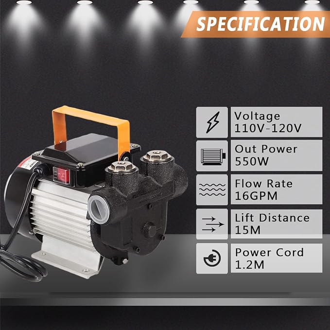 TOPWAY 110V AC 16GPM Electric Self-priming Oil Transfer Pump Fuel Diesel Kerosene Biodiesel Pumps