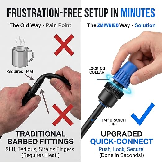 Drip Irrigation Kit – 230FT Automatic Garden Watering System with Quick-Connect 1/4" & 1/2" Fast-Lock Tubing, Adjustable Nozzles & Sprinklers for Greenhouse, Lawn, Potted Plants