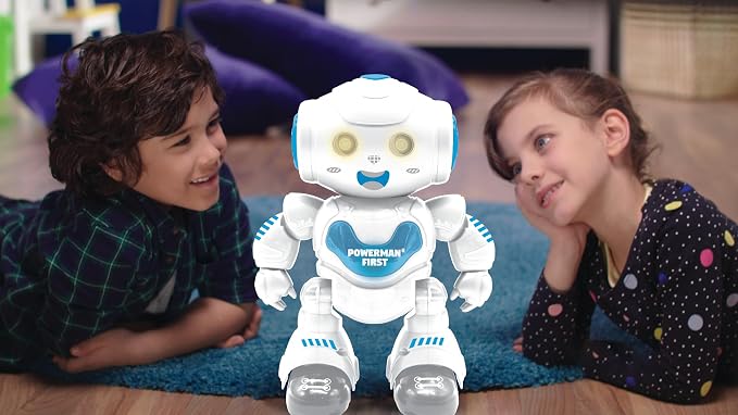 LEXiBOOK Powerman First, My First Smart Interactive Toy Learning Robot Toy for Kids Dancing Plays Music Boy Girl, White/Blue, ROB16