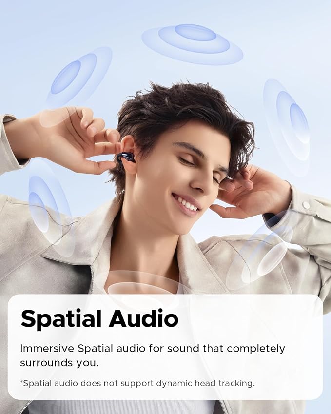 SoundPEATS PearlClip Pro Ear Ultra Open Ear Earbuds Wireless Headphones Bluetooth 6.0 Earphones Clip On Ear Buds with Mic, IPX5 Waterproof, 24 Hrs Play for Running Cycling Fitness