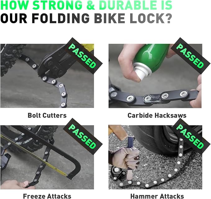 Lambolt Electric Scooter Lock - Heavy Duty Anti-Theft Folding Combination Bike Lock for Ebike | Compact Alloy Steel Security Chain Lock with Mounting Bracket