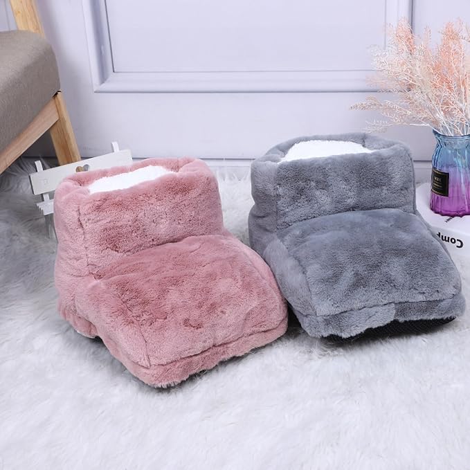 USB Powered Electric Foot Warmer, Heated Slippers, Heated Electric Foot Massager Washable Heat Settings Warmer Cushion (Pink,No Portable Power)