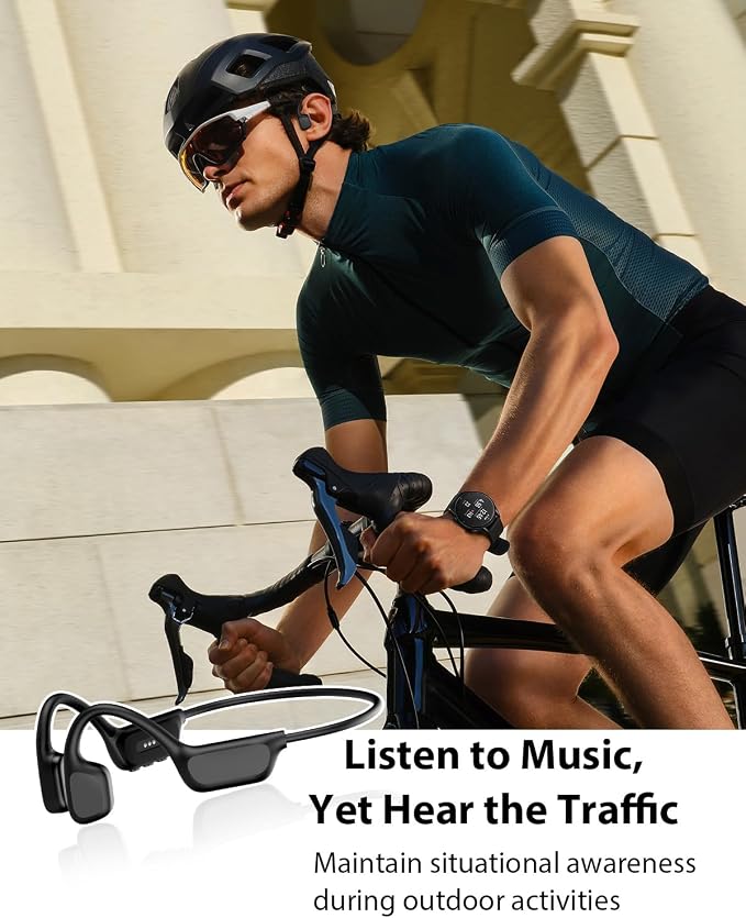 Bone Conduction Headphones, IPX8 Waterproof Swimming Headphones, Open Ear Headphones with MP3 Mode 32GB Memory Up to 12 Hours Playtime, Bluetooth 6.0 Earbuds Secure Fit for Running and Fitness