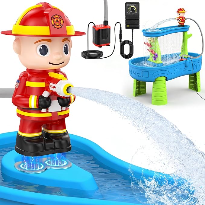 WITALENT Water Table Pump, Fireman Water Pump for Water Table for Kids Ages 3-5, Stepless Adjustable Water Flow，Safe Plug-in Use, Long Cord, Magnetic Base, No Drilling, NOT Included Water Table