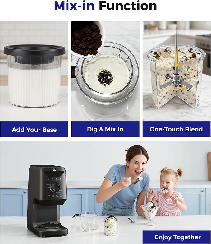12-in-1 Ice-Cream Maker Machine - 11 Preset Programs & Self-Cleaning, Healthy Frozen Yogurt Maker for Gelato, Slushies, Sorbet, Mix-ins & More, Includes (2) Pint Containers for Home & Party