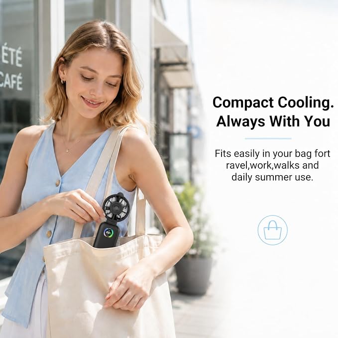 Clip-On Portable Fan with Misting, 4000mAh Up to 12H Battery Life Hand Mini Foldable Fan, 360° Rotating USB Rechargeable Turbo Quiet Stroller Fans for Travel Outdoors and Office Use (Black)