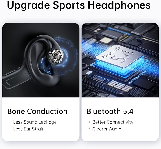 Kinglucky Bone Conduction Headphones Wireless Bluetooth, 23.5g Ultra-Light Open Ear Headphones with Mic, IPX5 Waterproof Sports Headphones for Running, Cycling, Workout, Walking