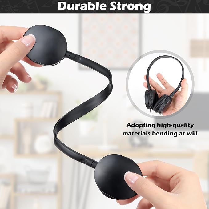 Kids Headphones Bulk 25 Pack for Classroom School,Wholesale Earphones Class Set for Students Teens Children Adult 3.5mm Jack (Black)