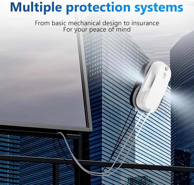 Tosima W5 Window Cleaning Robot, 6400Pa Max Adaptive Suction, Auto-Spray Smart Window Cleaner with Triple Safety System, Intelligent Navigation, Remote Control, for All Smooth Surfaces, White