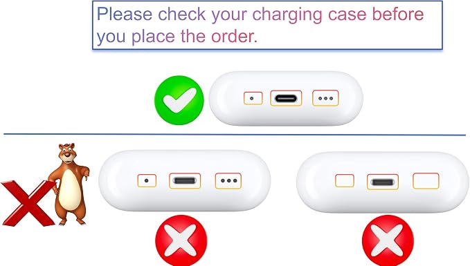 Meenova OEM Single Left Earbuds Replacement for Pod Pro (2nd Generation), A3047, A3048, A3049 USB-C. Genuine Left Ear Side Only, Compatible with Original Air Pro 2 A2968 Charging Case