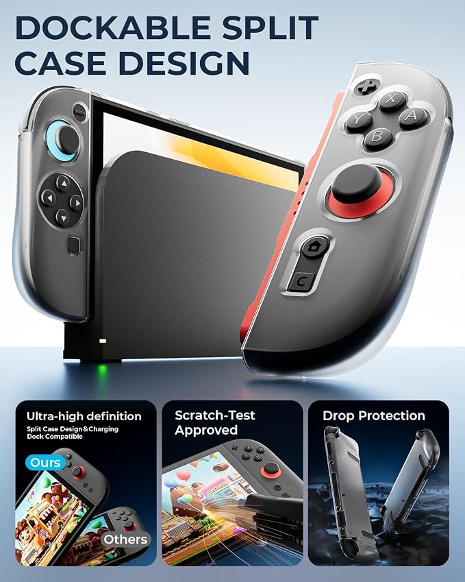 Accessories Bundle for Nintendo Switch 2, 12-in-1: Travel Carrying Case, Two Glass Screen Protectors, Thumb Grips for Joycon, Dockable Controller Console Protective Cover Shell, 2025 Switch2 Game Kit