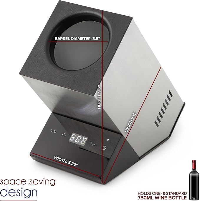 Modern Innovations Electric Wine Chiller, Single Bottle Wine Cooler in Stainless Steel, 750ml Wine Bottle Chiller, Rapid Beverage, Champagne, Drink Chiller, Gifts for the Wine Lover, Wine Coolers