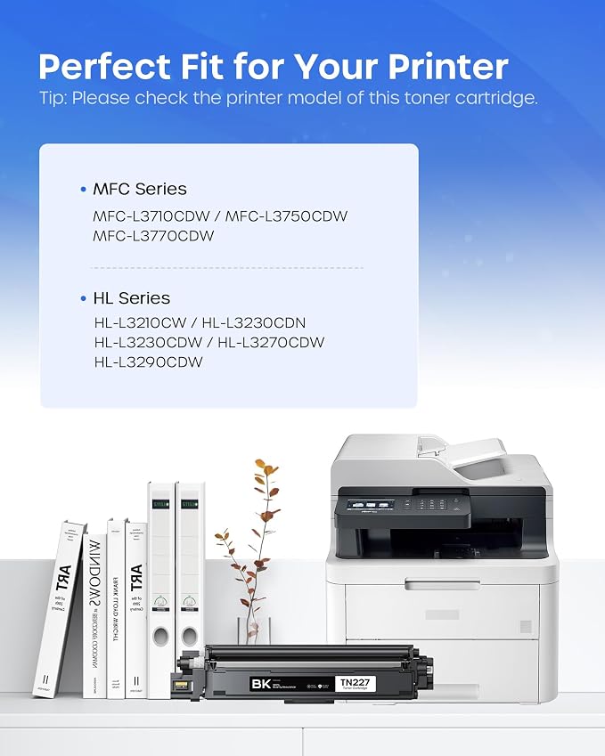 TN227 Toner Cartridge High Yield 4 Pack Compatible for Brother TN 227 TN-227 TN-227BK/C/M/Y TN223 Work for MFC-L3770CDW HL-L3270CDW MFC-L3710CDW HL-L3210CW HL-L3230CDW HL-L3290CDW Printer (BK/M/K/Y)