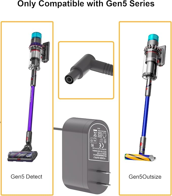 VHBW Charger for Dyson Gen5 Detect & Gen5 Outsize ONLY - NOT Compatible with V15, V12, V11, V10, V8, V7, V6 Series
