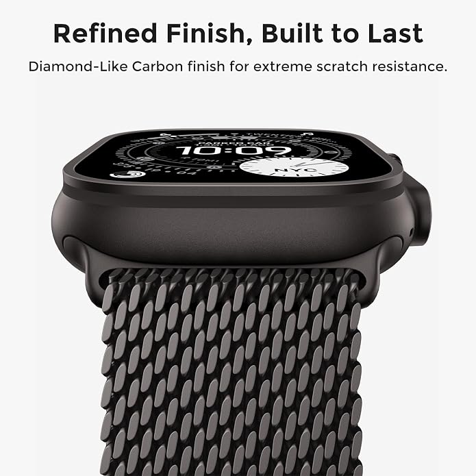 amBand Milanese Loop for Apple Watch Ultra 3/2/1 49mm, Stainless Steel Mesh with Secure Parachute-Style Buckle, Non-magetic Clasp, Breathable & Comfortable Luxury Band for Men