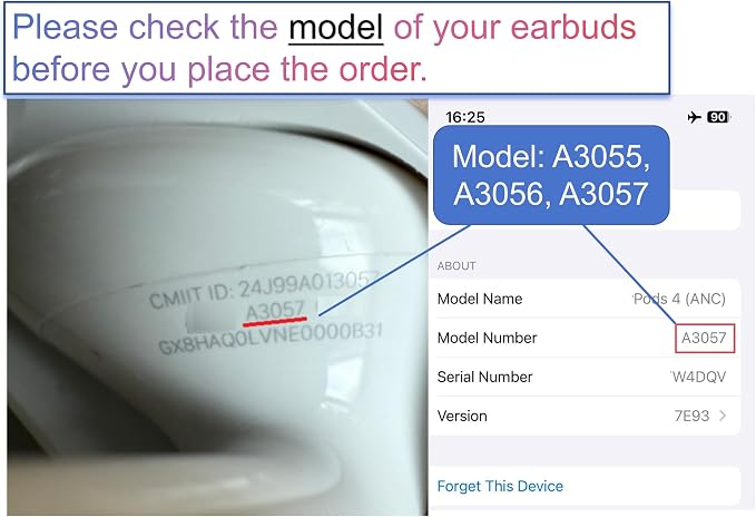 Meenova OEM A3056 One Left Earbuds Replacement (ANC Version) for Pod (4th Generation), Legit Single Left Ear Side Only, Compatible with Original Air 4 A3059 Charging Case, Used A3055 A3057 Pods 4