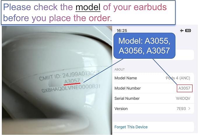 Meenova Legit A3055 One Right Earbuds Replacement (ANC Version) for Pods (4th Generation), A3056 OEM Single Right Ear Side Only, Compatible with Original Air 4 A3059 Charging Case Earpad, Not New