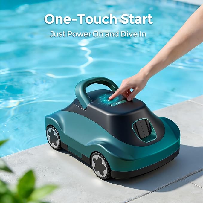 C5 Robotic Pool Cleaner, Cordless Pool Vacuum for Above-Ground & Inground Pools up to 2,200 Sq.Ft, Strong Suction, 180-Min Runtime, Smart Auto-Parking & 2.7L Large Debris Basket (Dark-Green)