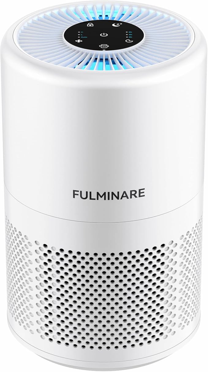 FULMINARE Air Purifiers for Home Bedroom 1095 Ft² Coverage HEPA Air Purifier for Large Room for Pets, Smoke, Kitchen, Office, 3 Speeds, Timer, Quiet, Auto Variable Frequency, Sleep Mode, White