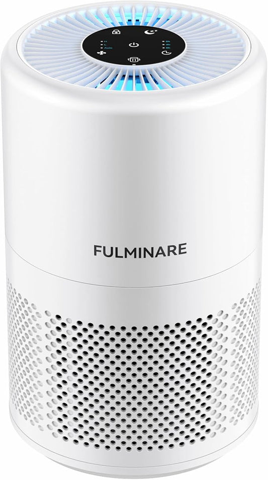 FULMINARE Air Purifiers for Home Bedroom 1095 Ft² Coverage HEPA Air Purifier for Large Room for Pets, Smoke, Kitchen, Office, 3 Speeds, Timer, Quiet, Auto Variable Frequency, Sleep Mode, White