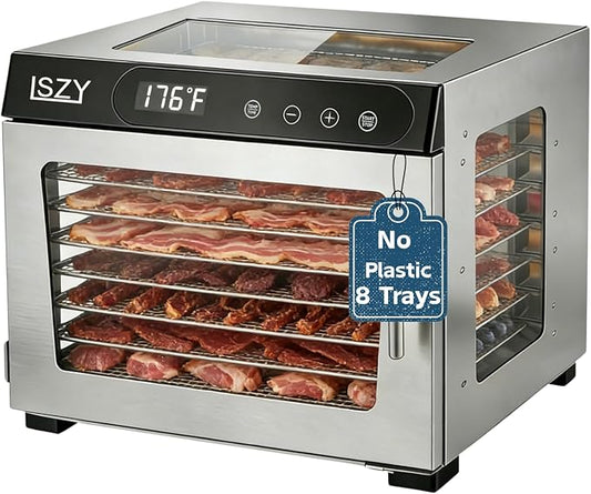 Food Dehydrators, 8 Trays Dehydrator Machine for Jerky, 24H Timer 176°F Temperature Control 800W Powerful Food Dryer Dehydrator for Beef Meat,Fruit,Herb,Mushroom,Dog Treats (8 Trays)