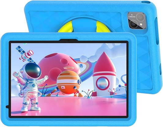 Android15 Kid Tablet, with Proof Case,10.1 inch Tablets, 128GB Educationl Pad for Age 3-15 Toddler, Parental Control,WiFi, Bluetooth, Dual Camera,Games, (Blue)
