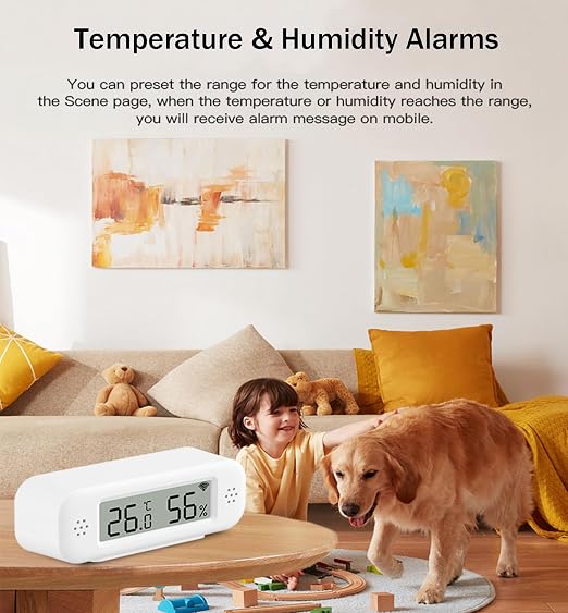 WiFi Thermometer Hygrometer Indoor: Smart Temperature Sensor, Digital Temperature Humidity Monitor with Smart App & Data Recording, Compatible with Alexa, for Bedroom Greenhouse Cellar (1 Pack)