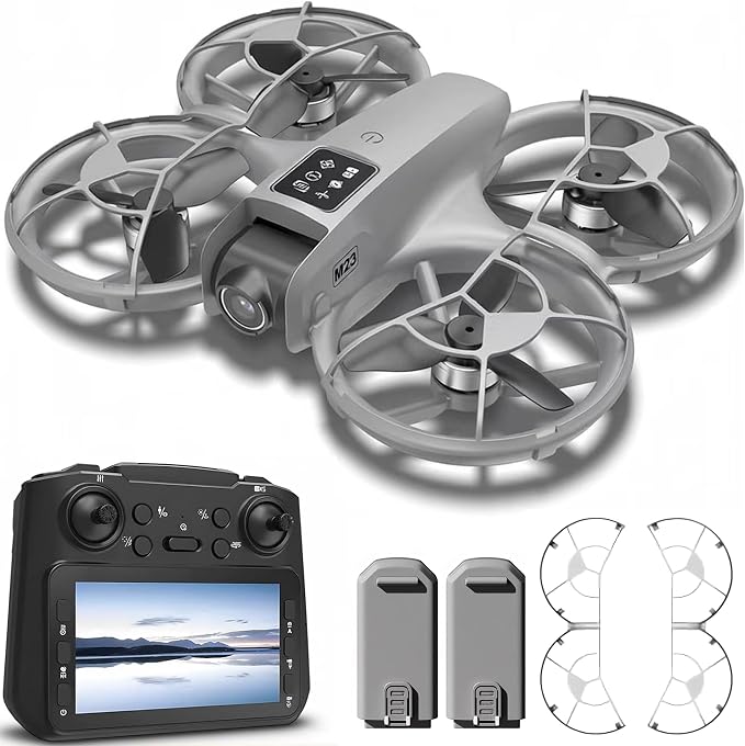 CloudWings Drone with camera for kids and Remote – Beginner RC Drone for Kids with Brushless Motor, Optical Flow Hover, One-Key Takeoff, FPV Video （grey, 2 Batteries)