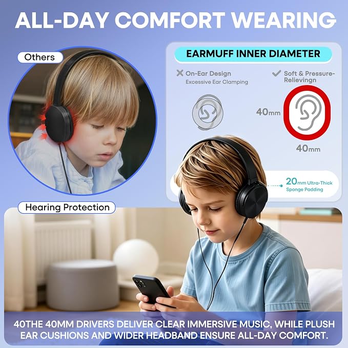 Bulk Headphones 12 Pack for School Classroom Kids, Wholesale Wired Durable Earphones Class Set for Students Children Toddler Teens Boys Girls and Adult (HY450, 12 Black)