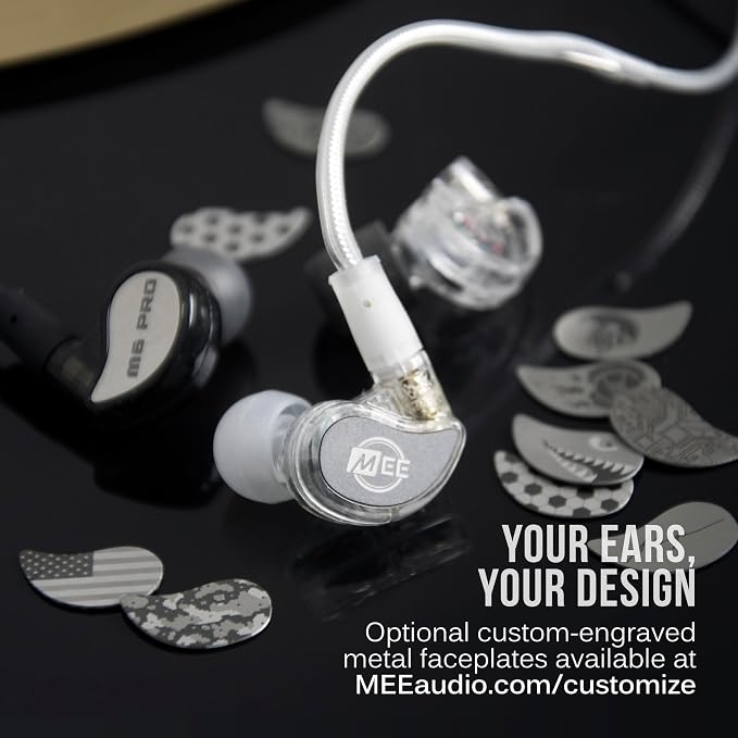 MEE audio M6 PRO In Ear Monitor Headphones for Musicians, 2nd Gen Model With Upgraded Sound, Memory Wire Earhooks & Replaceable Cables, Noise Isolating Professional Earbuds, 2 Cords Included (Clear)