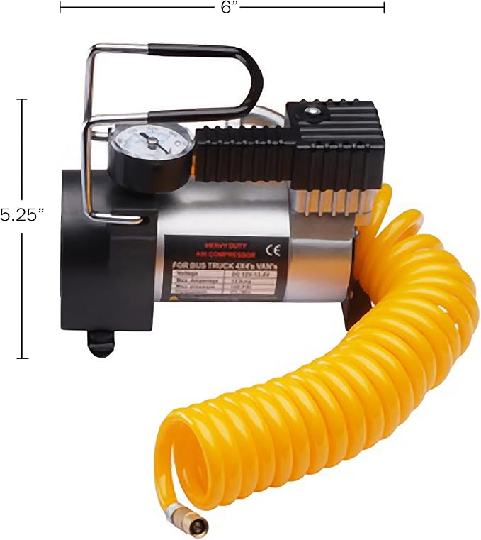RAD Sportz 12 Volt Electric Tire Air Pump with Gauge for Bike/Auto