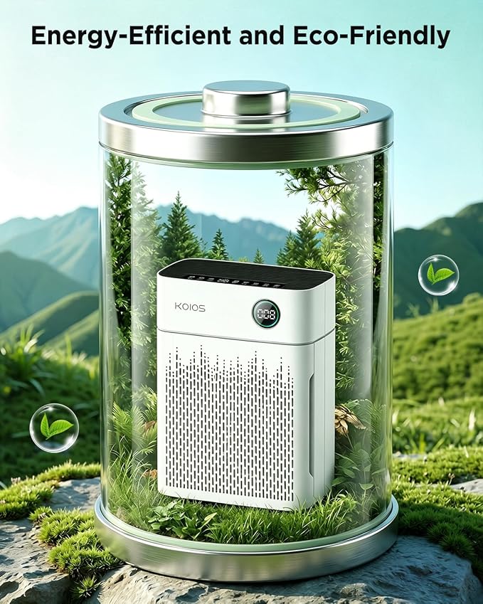 KOIOS Air Purifiers for Home Bedroom Large Room Up to 2500 sq. ft, H13 HEPA Air Purifier with Washable Filter, PM2.5 AQI, 20dB Sleep Mode for Pet, Dander, Dust, Pollen, Smoke, Odors, AP2503, White