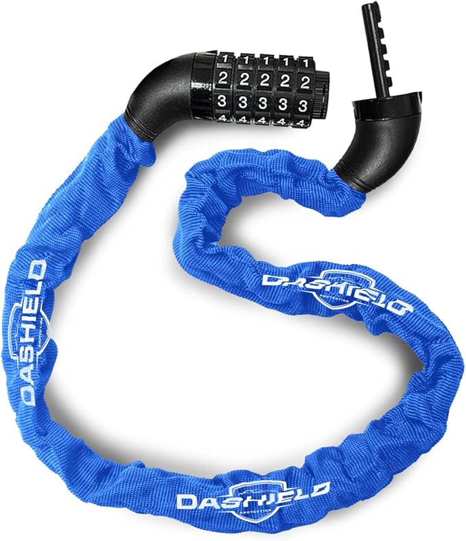 Bike Chain Lock Security 5 Digit Resettable Combination, 51.2 inches Heavy Duty Anti Theft Lock Chain for Bicycle, Motocycle, Scooter, Gate, Fence (Blue, 4.2ft)