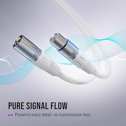 FIFINE XLR Cable 10ft, Male to Female Microphone Cable with Balanced 3-Pin Mic, Studio Quality Audio Cord for Podcasting, Streaming, Recording, Home Studio,Compatible AM8W, K688W-L9W White