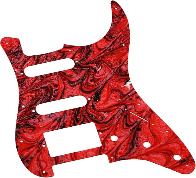 Guyker 11 Hole Guitar Pickguard, Resin Strat ST Style S/S/H Pick Guard Scratch Back Plate Cover for Electric Guitar Replacement Part, PG004 Red