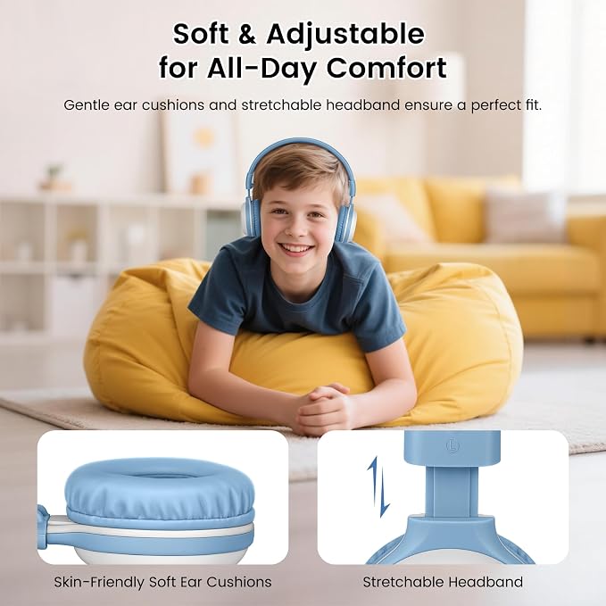 SIMOLIO Manyshare Series- Wireless Audio Sharing Kids Headphones for Group Listening, Compatible w/Any Single Bluetooth Device for Family/School/Travel, Movies/Music, AuraCast-Enabled, Built-in Mic