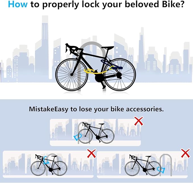 Bike Lock Set with 2 Types of Bicycle Locks, Bike U Lock with 4.9ft Security Steel Cable, Heavy Duty Anti Theft Bicycle U Lock with Mounting Bracket for Road, Mountain, Folding Bike and Scooter