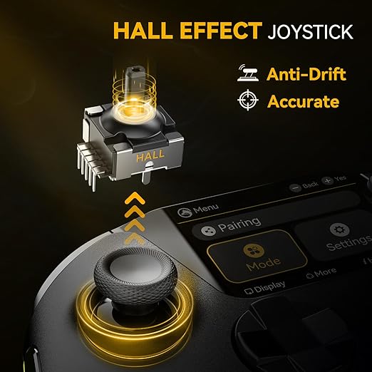 ManbaOne Interactive Screen Wireless Gaming Controller for PC/Switch/Switch 2/iOS/Android,Hall Effect Stick & Trigger,RGB Lighting,Remappable Buttons,1800mAh with Charging Dock (Black)