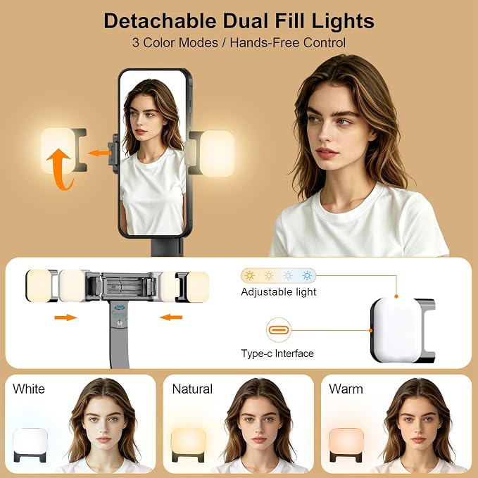 63" Phone Tripod with Auto Face Tracking, 360° Rotation Selfie Stick Tripod for iPhone & Action Camera, Detachable Phone Holder & Wireless Remote, Portable Tripod for Video Recording/Vlogging/Live