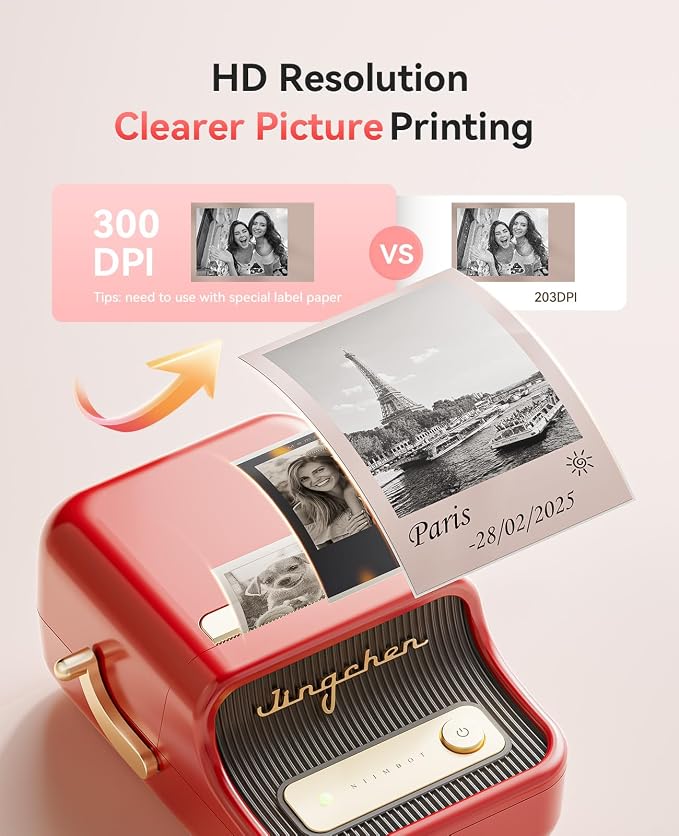 NIIMBOT B21 Pro Label Maker, 300DPI HD Label Printer, Ideal for Notes,Photos, Study Graphics, Memo Maker,50x30mm Label(Red)