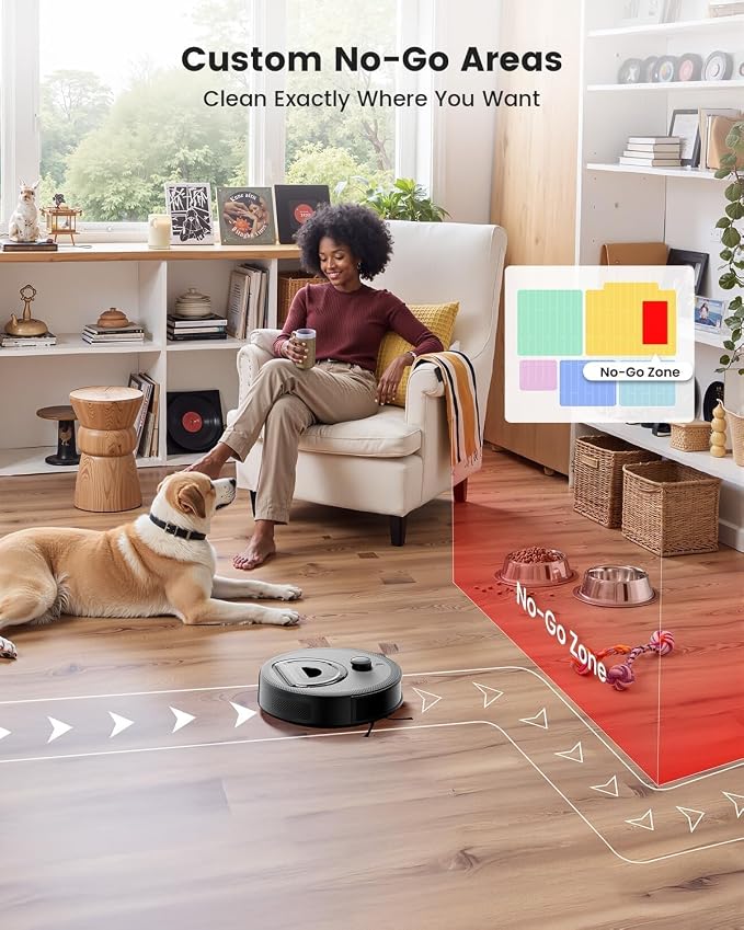 Lefant LiDAR Robot Vacuum and Mop, Smart Mapping and Obstacle Avoidance, Tangle-Free Pet Hair, 2.4G/5G WiFi App Control, Slim Design for Wider Coverage, Carpet Detection, M330 Pro, Grey