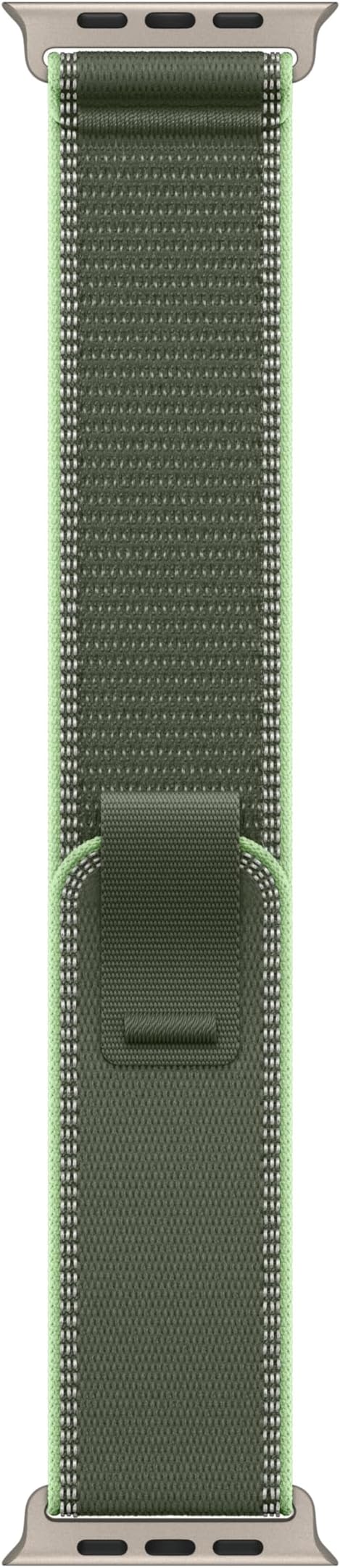 Apple Watch Band - Trail Loop - 49mm - Green/Neon - M/L - Natural Titanium Finish