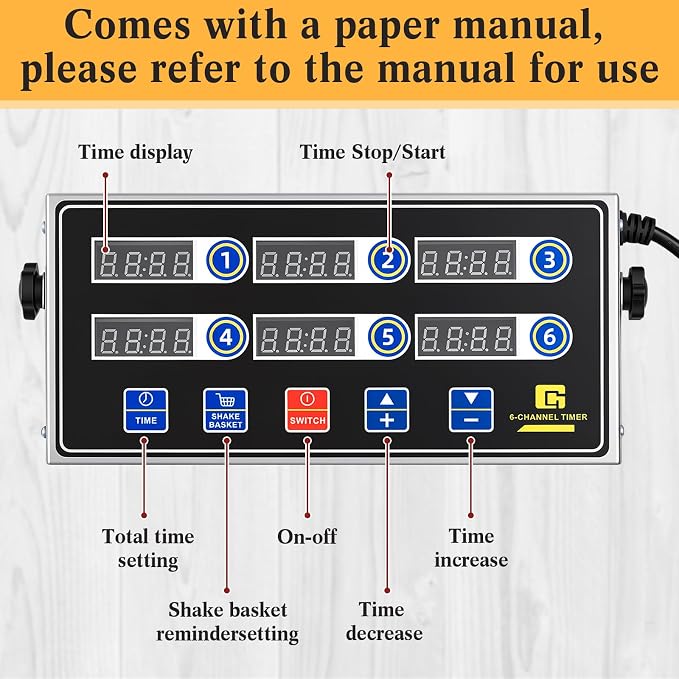 Relaxweex 2 Pack Commercial 6 Channel Digital Kitchen Timer, Multi-Countdown Timer with Loud Alarm & Large LCD Display, Wall Mount or Countertop for Restaurant, Fry Station, Baking & Lab Use
