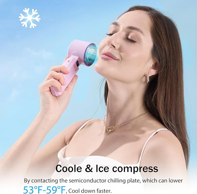 Portable Handheld Fan with Ice Cooler – 13000RPM Turbo Fans, 3-in-1 Rechargeable Mini Personal Fan, 100 Adjustable Speeds, 3600mAh Battery, for Travel, Outdoor, Office, and Personal Use